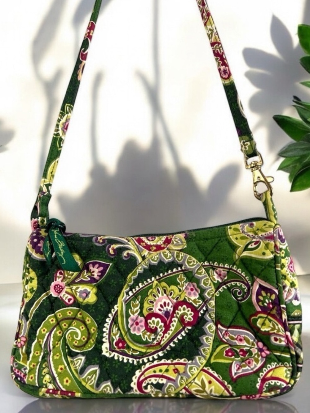 Vera Bradley 2005 Chelsea Green Small Scoop Top Shoulder Bag Retired